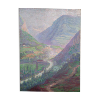 Oil on canvas landscape Henri-Laurent Jaudin (1851-1929)