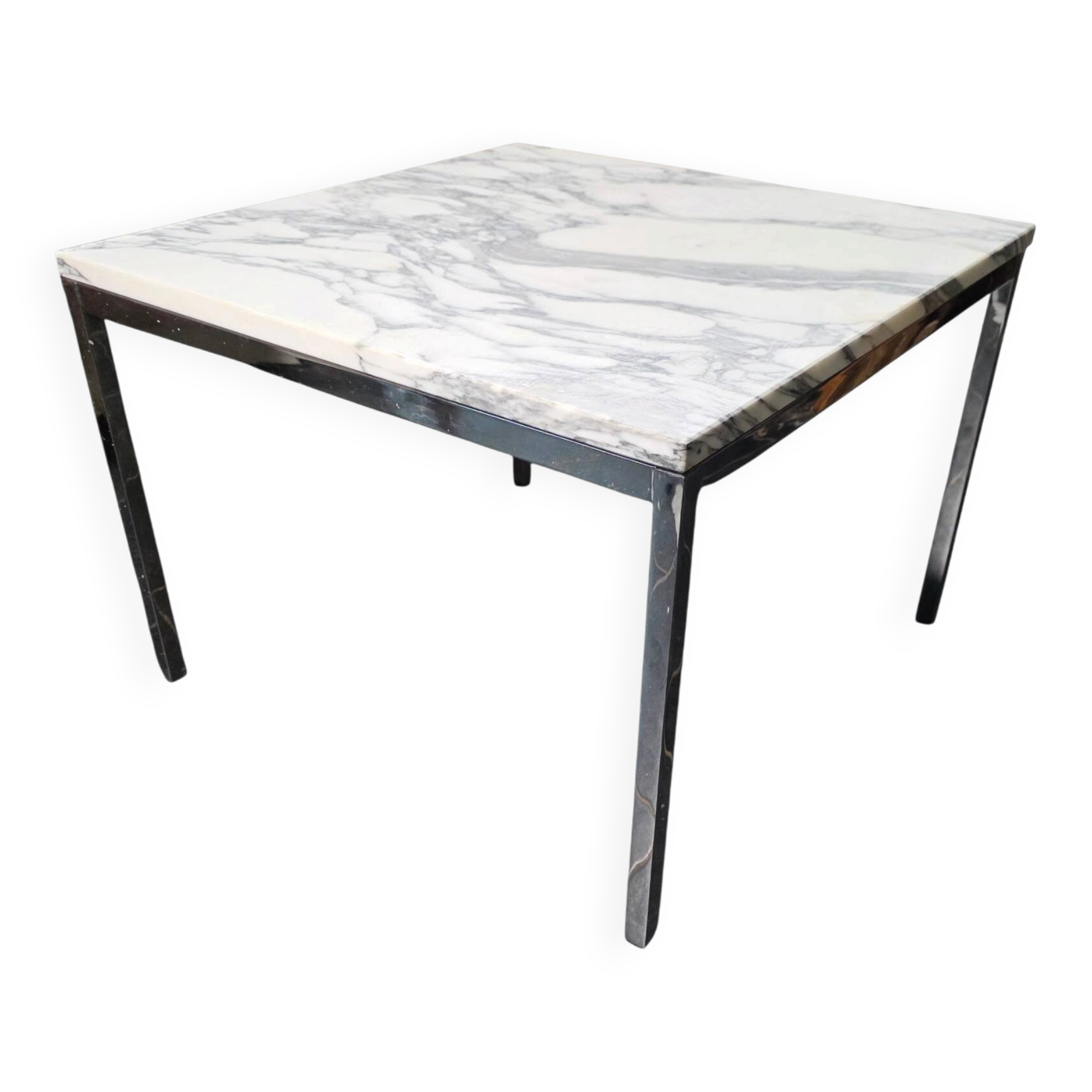 Table basse Roche Bobois en métal chromé dessus marbre,  1970