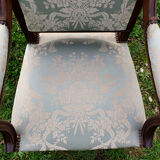 Directoire armchair in light blue satin fabric