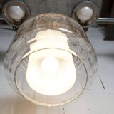 Chandelier 1930 double Opaline blown glass brass and copper