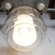 Chandelier 1930 double Opaline blown glass brass and copper
