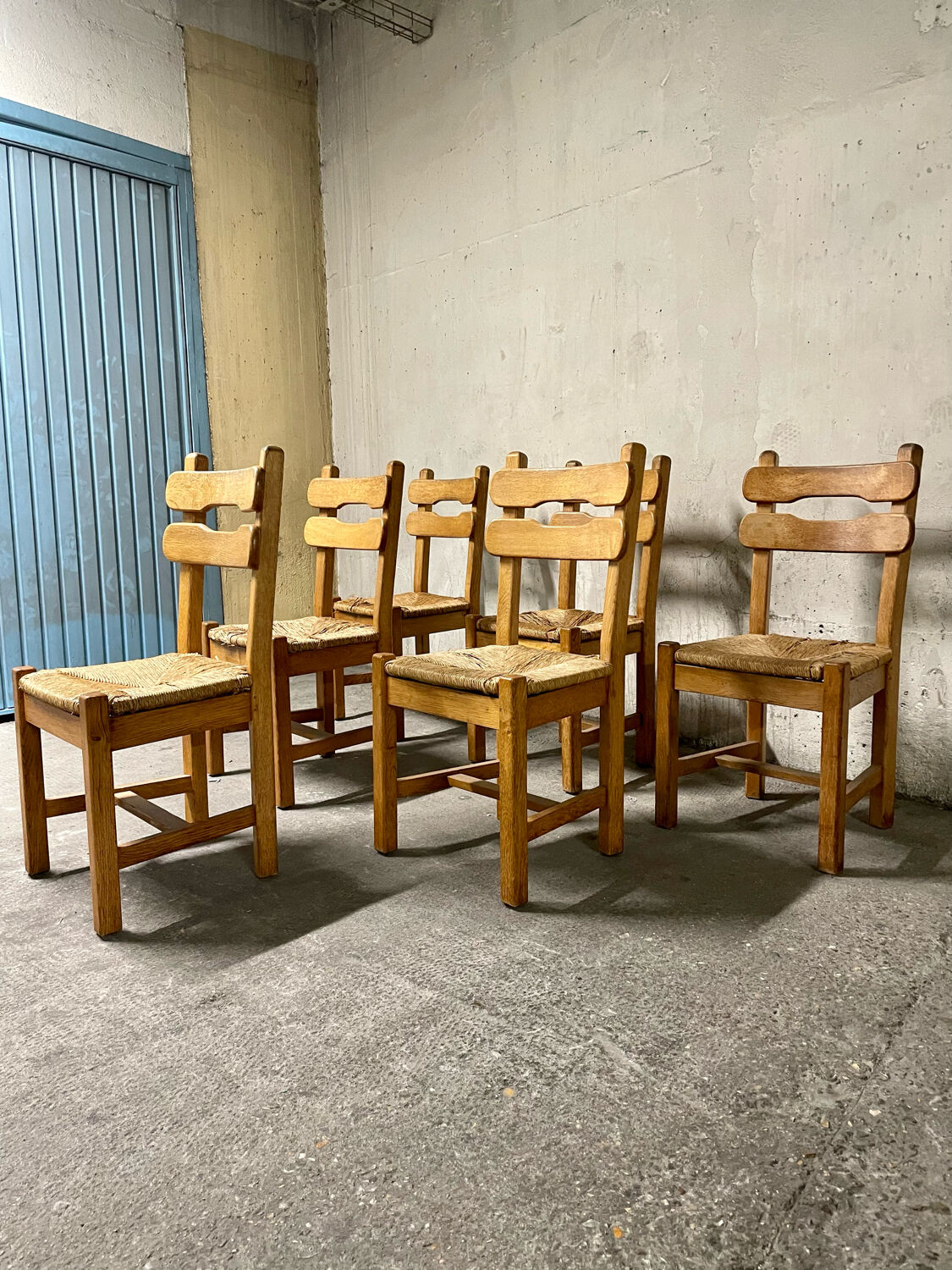 6 brutalist dining chairs
