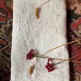 Monogram linen sheet, late 19th century.