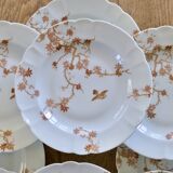 Antique Limoges porcelain plates by Charles Haviland, bird decoration