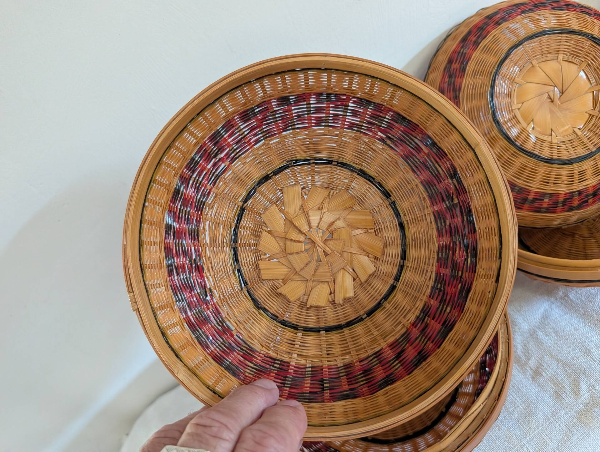Set of three nesting bamboo boxes – China – 1980s
