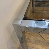 Square coffee table with smoked glass top and chrome base an70