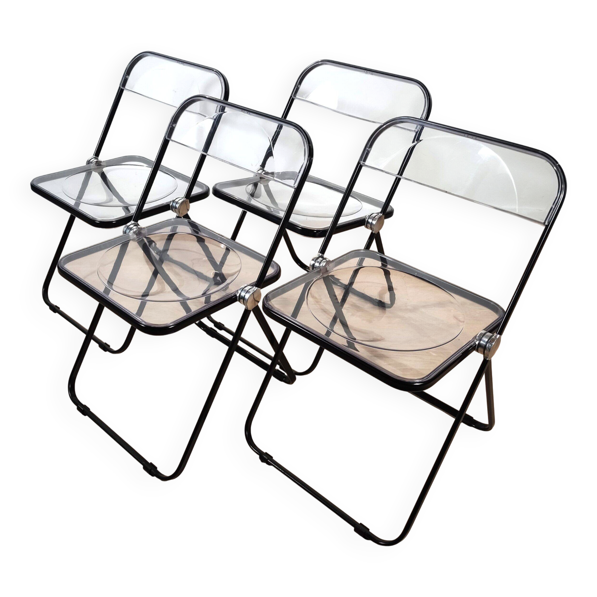Ensemble de 4 chaises Plia par Giancarlo Piretti – Anonima Castelli