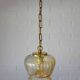 Vintage old gold pendant light, amber glass, 1960s chain lamp