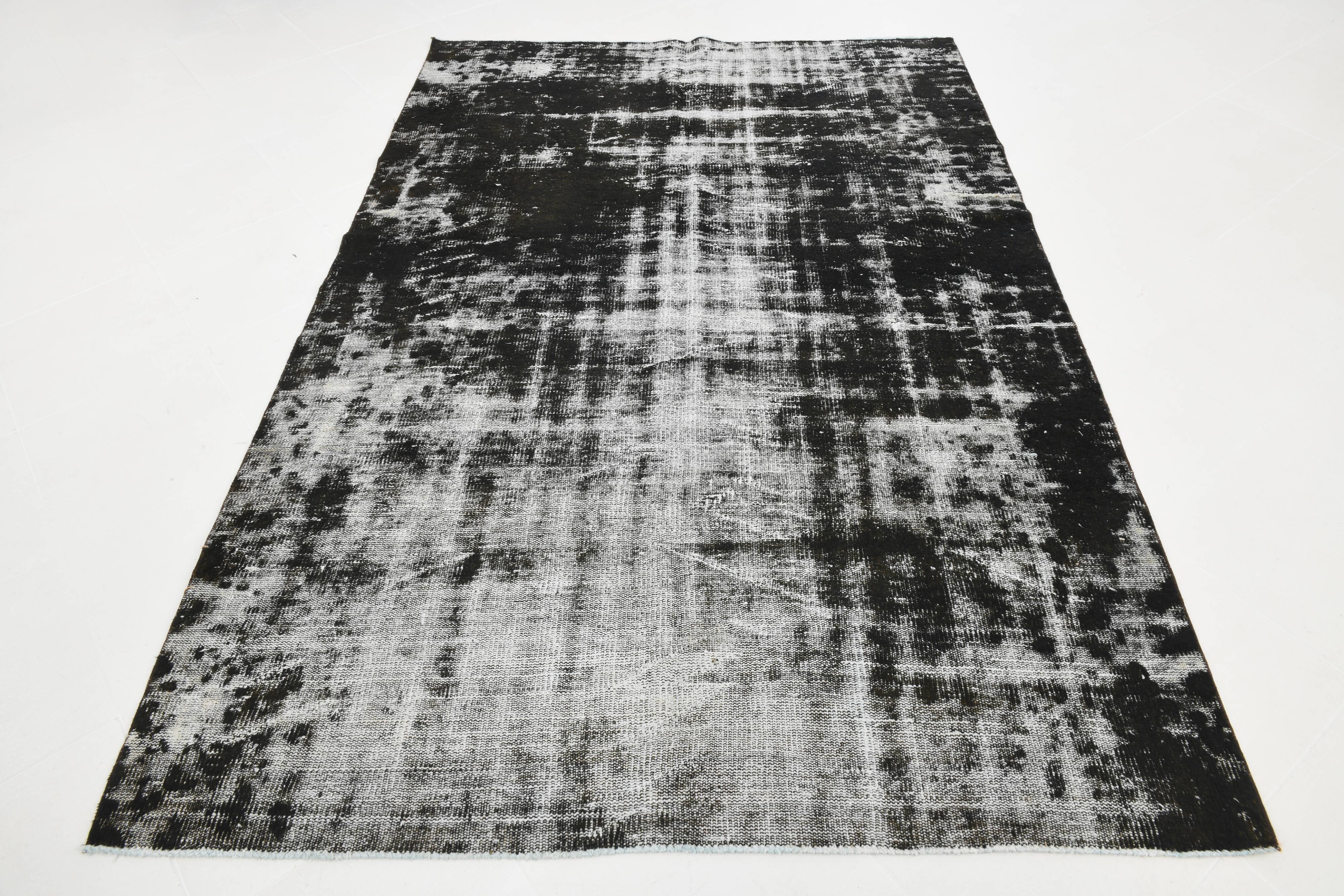 Black & gray antique handmade Turkish rug 259x175cm