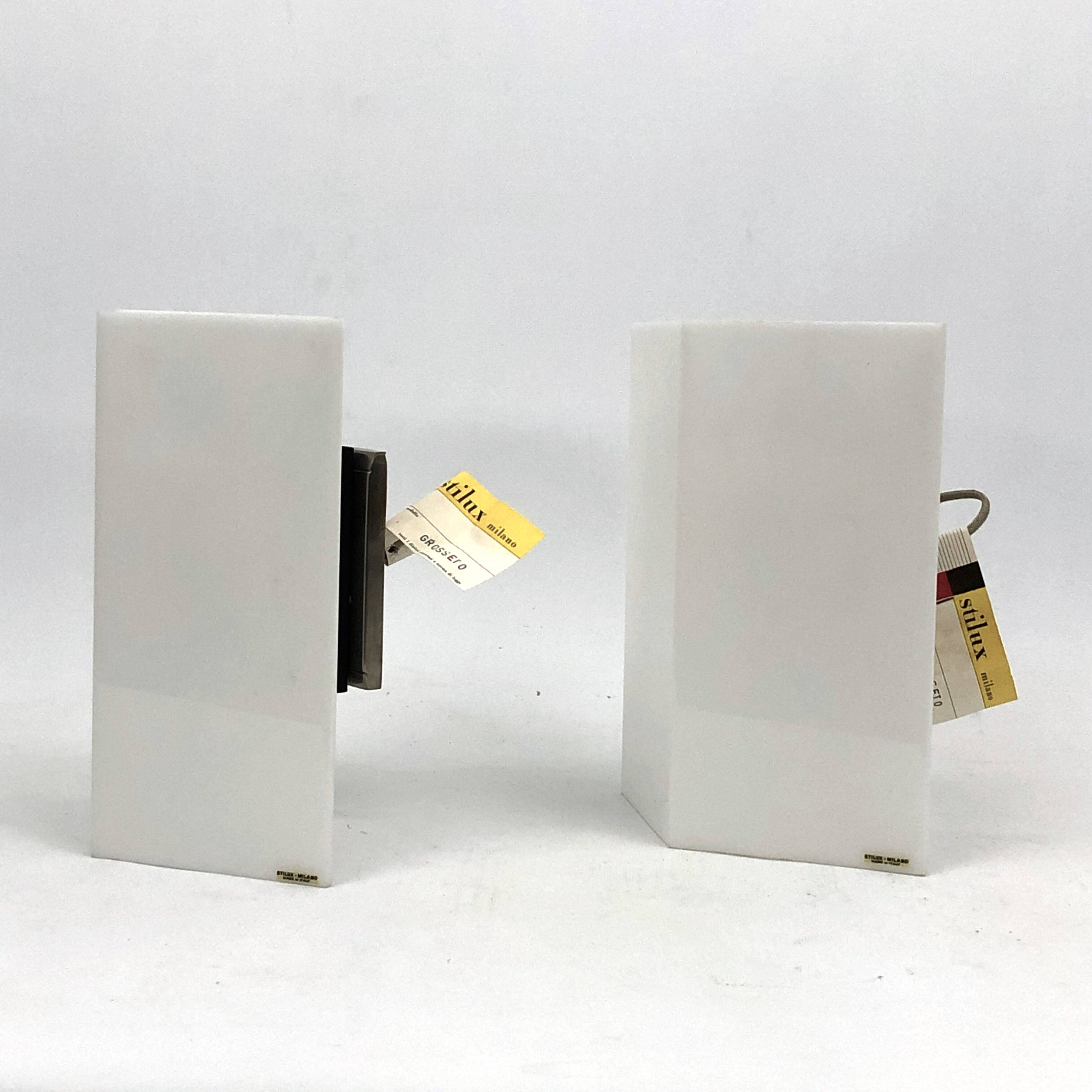 Rare Stilux Milano Model Grosseto, pair of perspex sconces from 60s