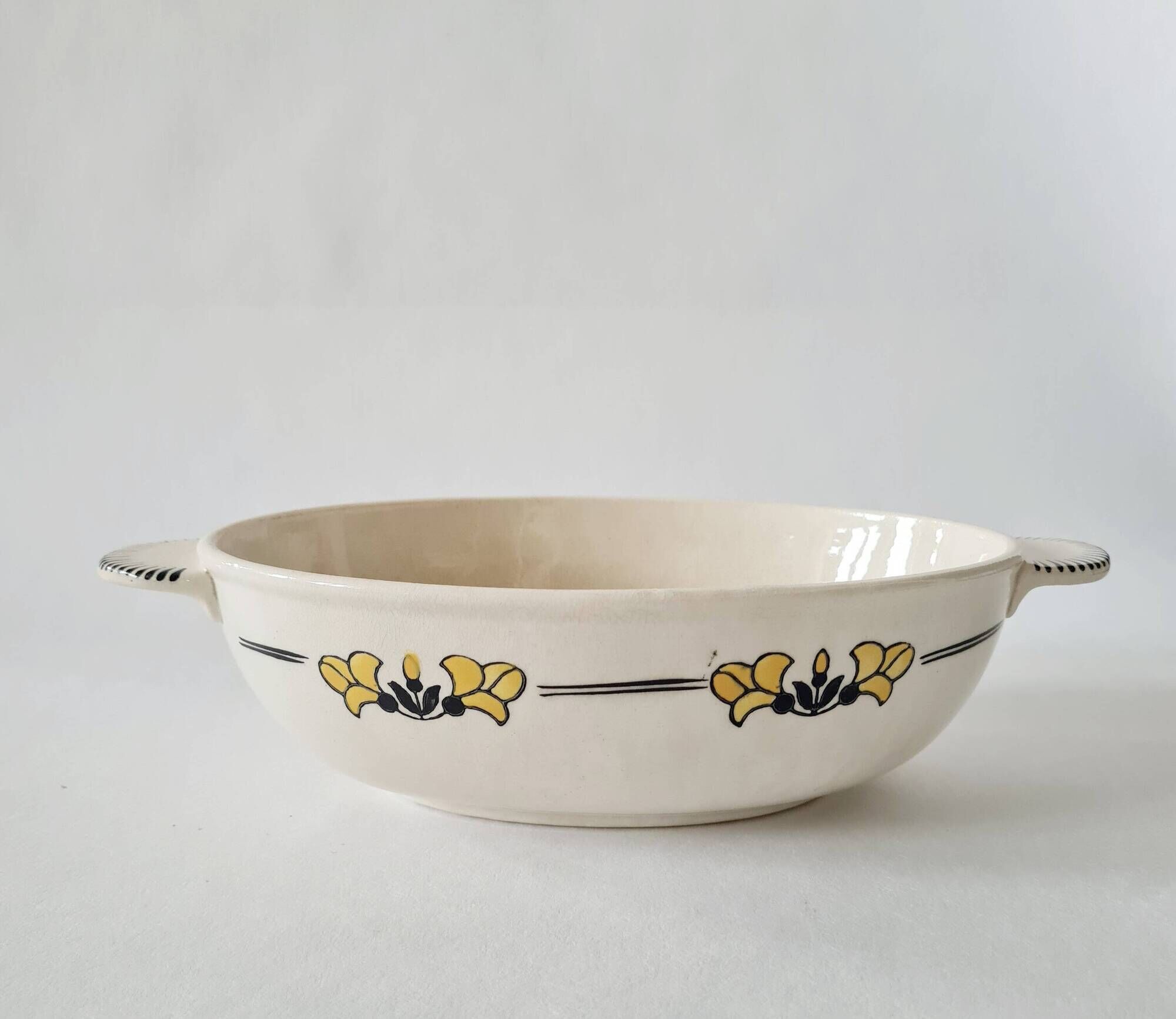 Old oval dish / vegetable dish in ironstone - "Renée" Art Deco model