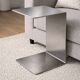 Minimalist Brushed Stainless Steel Side Table, Contemporary Sculptural