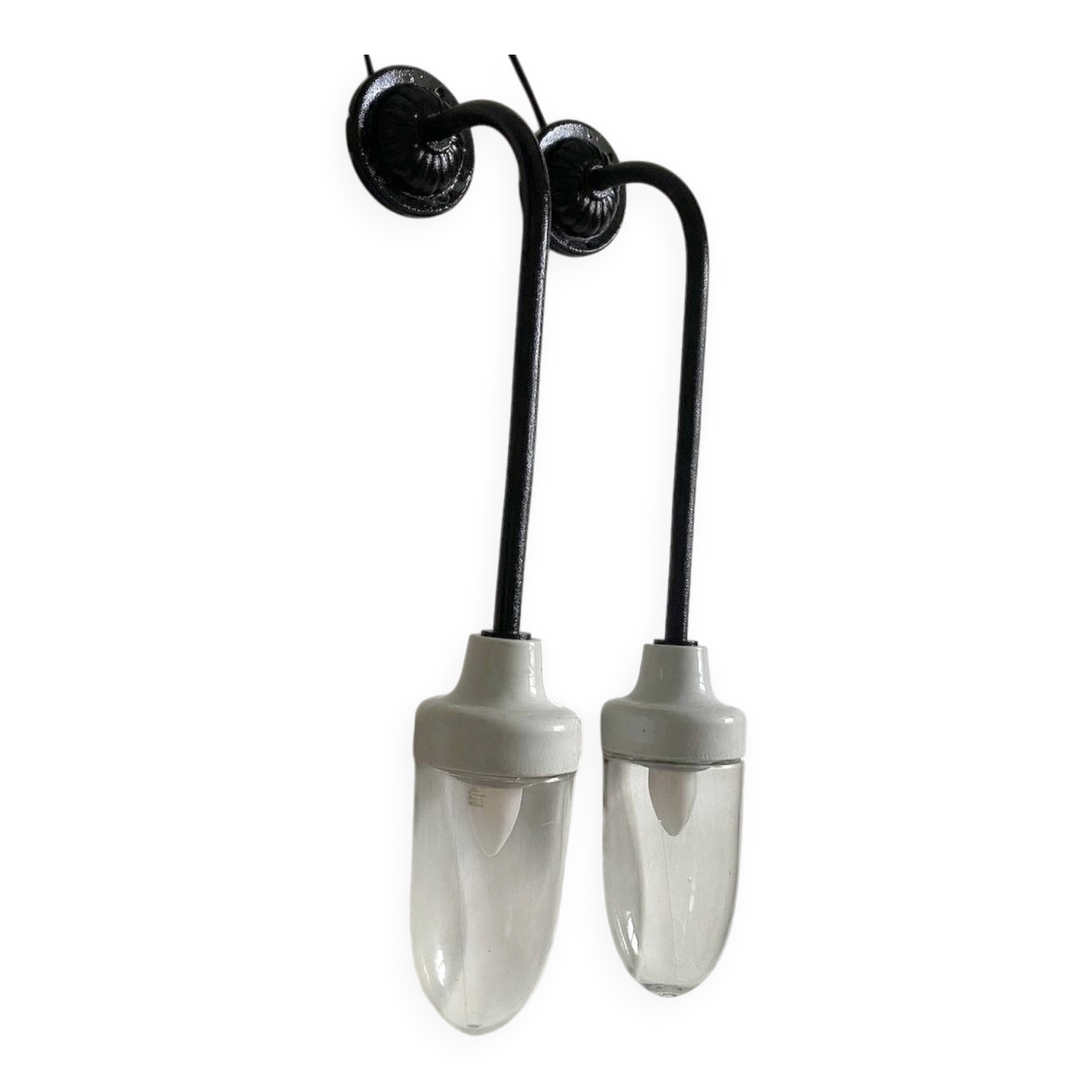 Pair of Art Deco wall lights in cast iron, glass and ceramic from the 1930s.