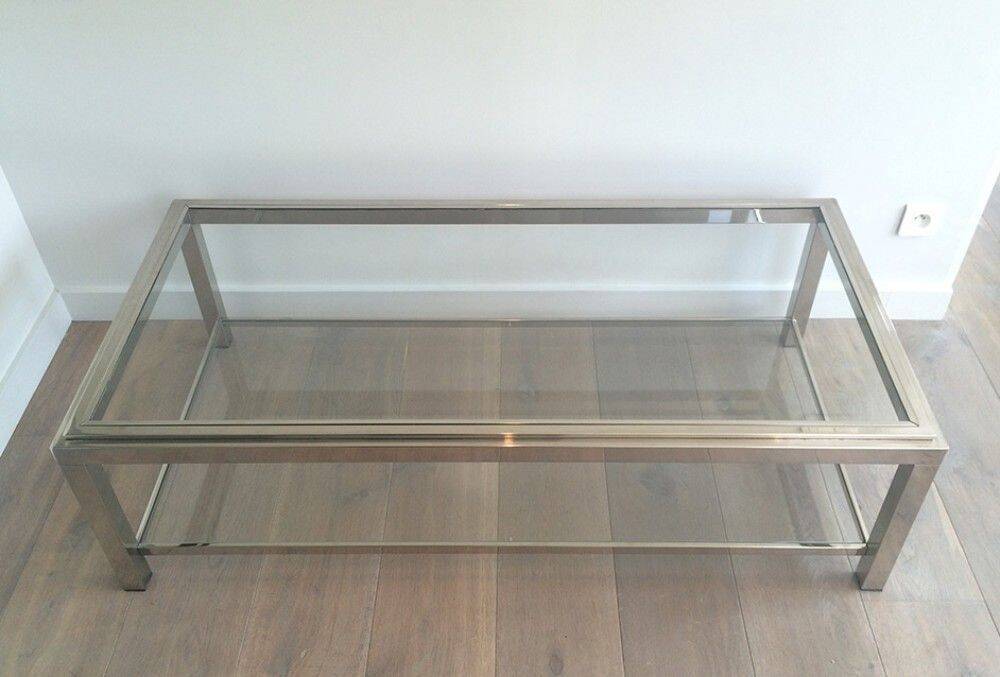 Large chrome coffee table