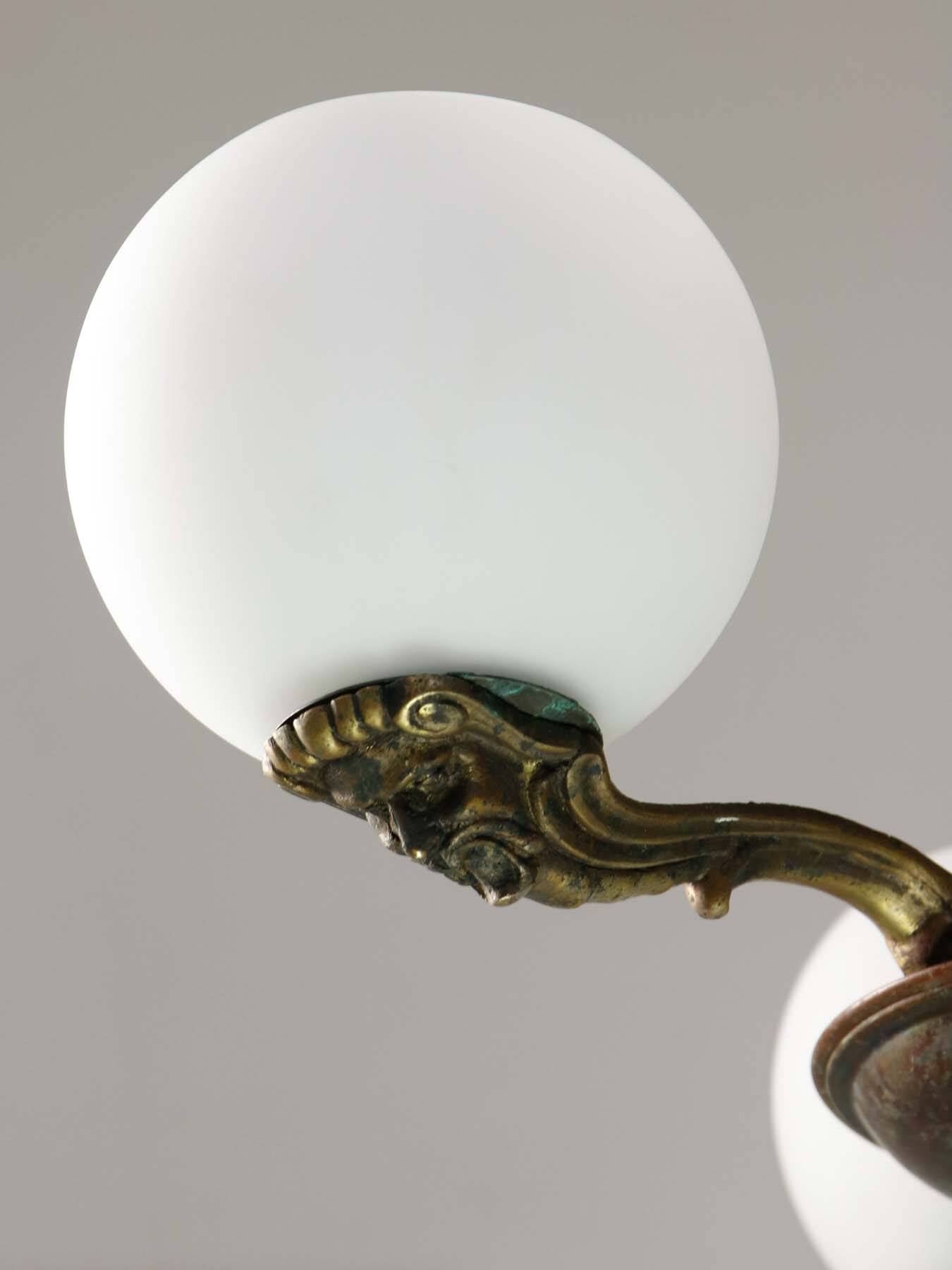 Art Deco French Brass Figural Chandelier, 1930