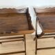 Pair of folding wooden side tables / serving tables in style