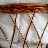1970s rattan cradle/bassinet with hood and arch