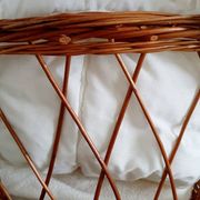 1970s rattan cradle/bassinet with hood and arch