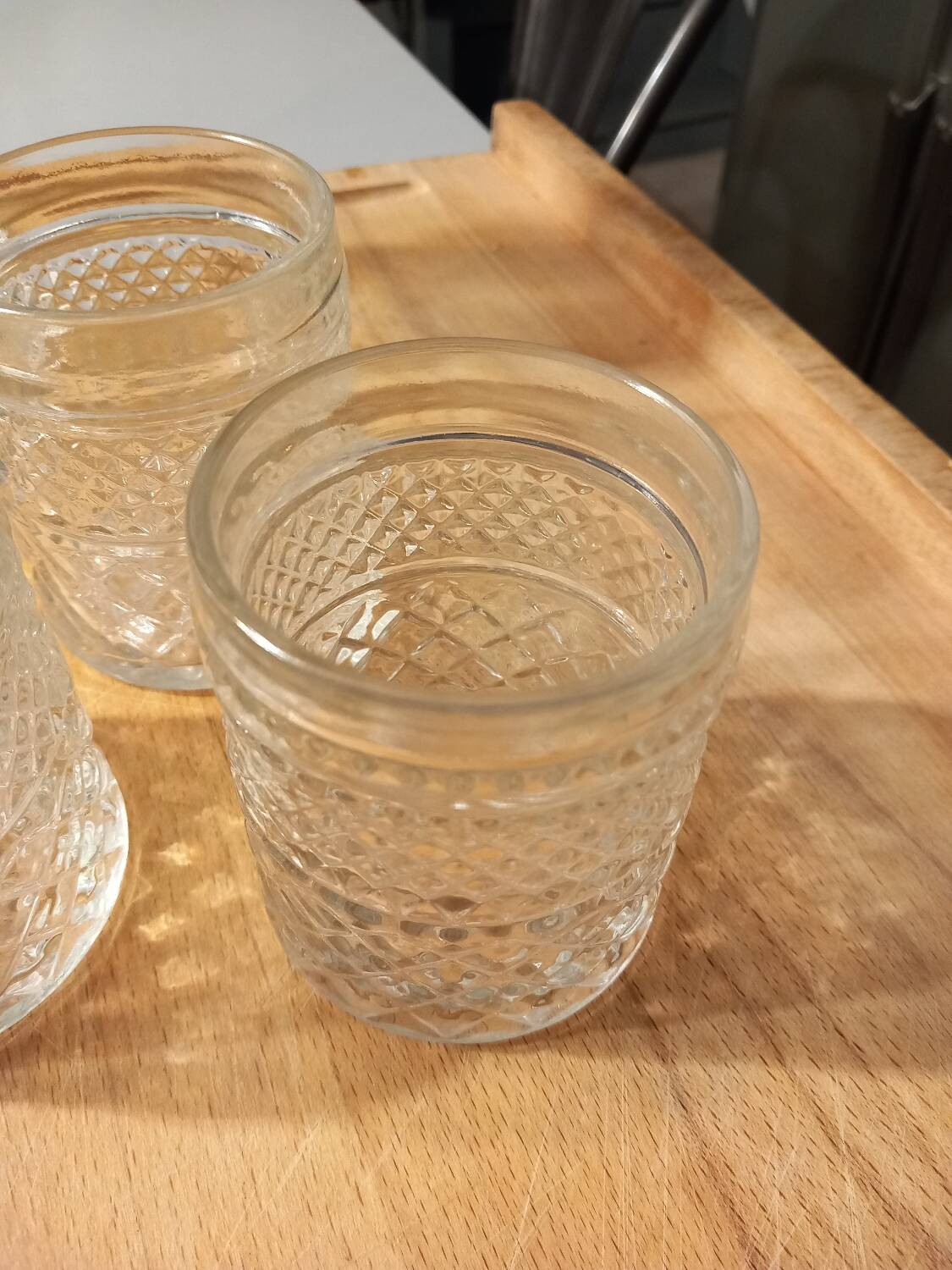 Whiskey service in glass carafe and 6 glasses