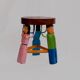 African stool carved and hand-painted – Unique piece from Burkina.