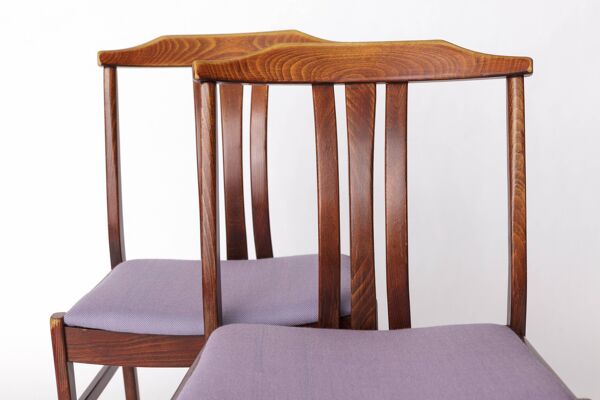 Paire de chaises suédoises vintage par LBG Group – années 1970, hêtre et tissu violet