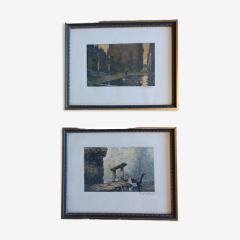 Romantic Venice lithographs signed and framed