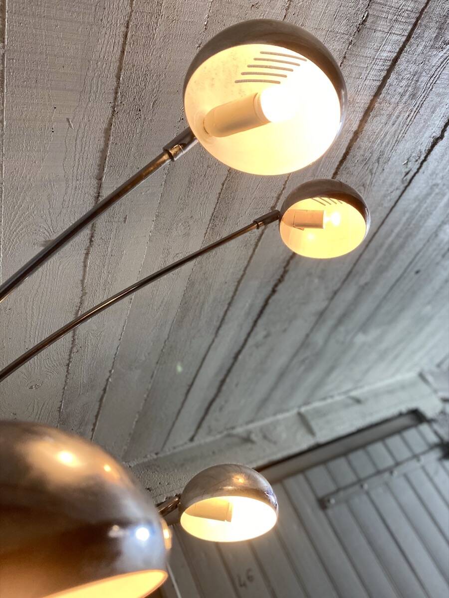 Space Age 5-arm floor lamp in chrome and marble, 1970-80
