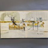 Oil On Board "Folkestone Harbour", Signed , Retailed Liberty & Co