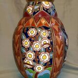 Rare Huge Unique Coloquinte Vase Enamels Art Deco 1930 45cms Cerabelga Top++