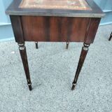 Pair of bedside tables side tables old leather top style louis xvi