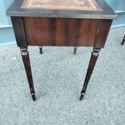 Pair of bedside tables side tables old leather top style louis xvi