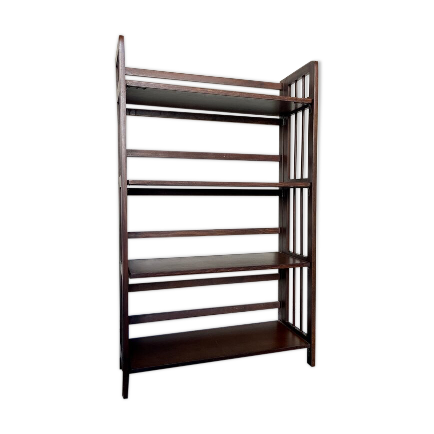 Dark wood folding bookcase 4 shelves