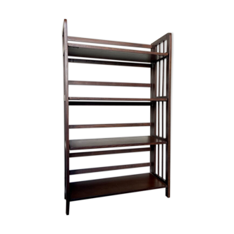 Dark wood folding bookcase 4 shelves