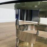 1970s coffee table in smoked glass and aluminum