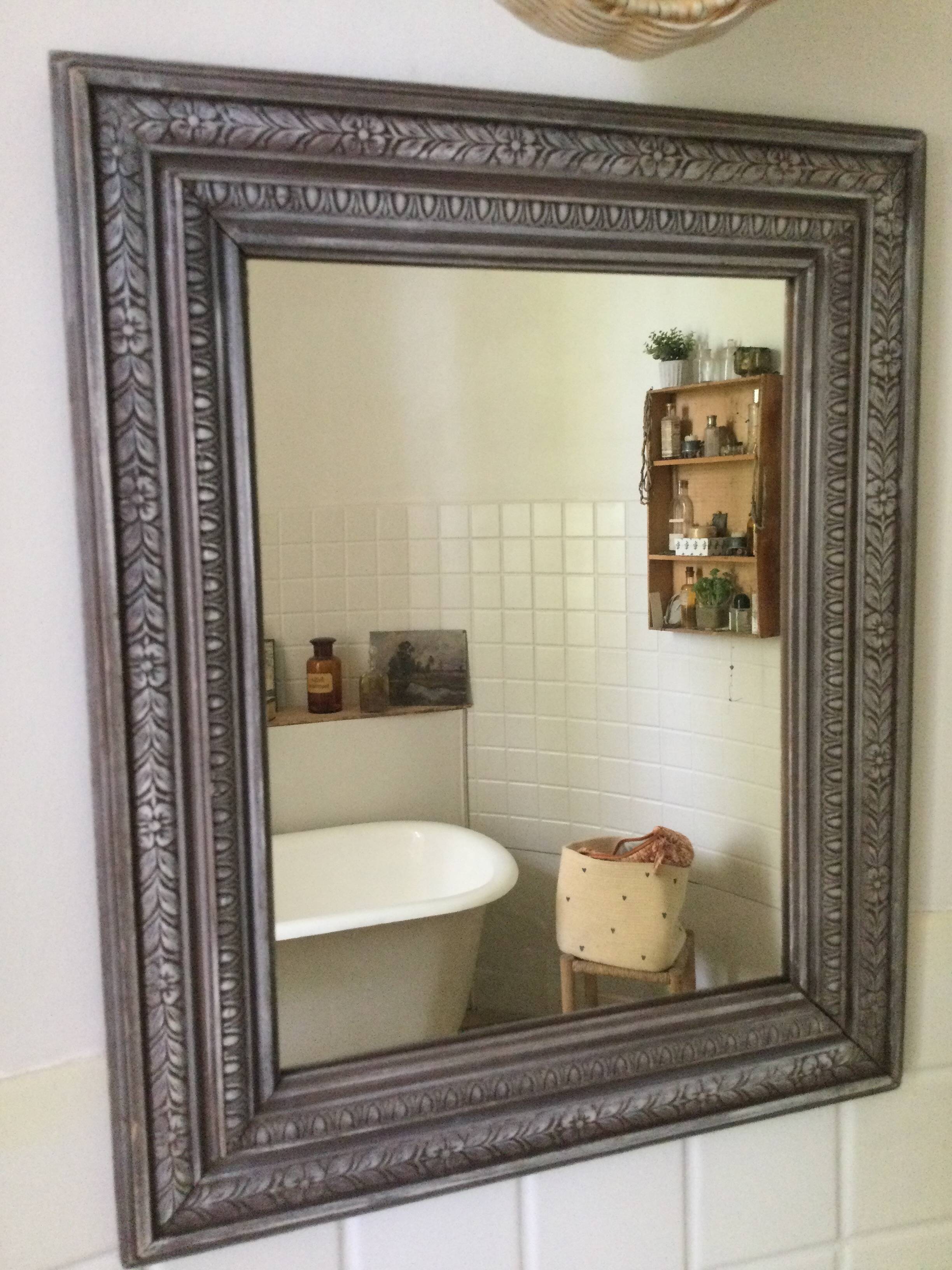 Antique patinated wood mirror
