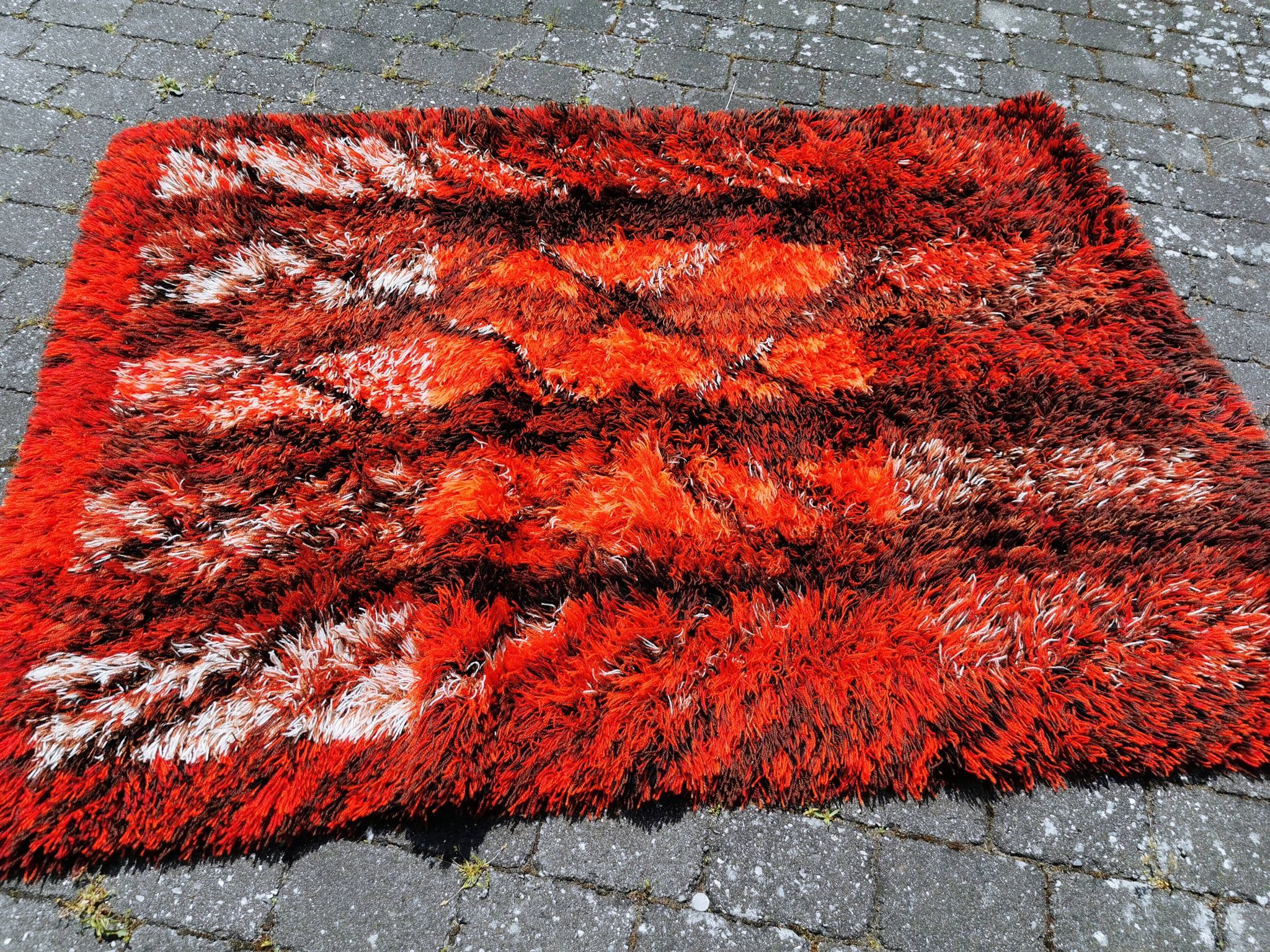 Swedish handmade wool - rya rug. estimated 1960s.