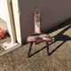 Brutalist tripod chair in wood and vintage leather