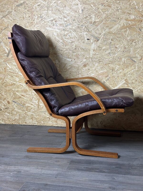 2x 60s 70s Easy Chair Leather Armchairs Westnofa Norway Mid Century