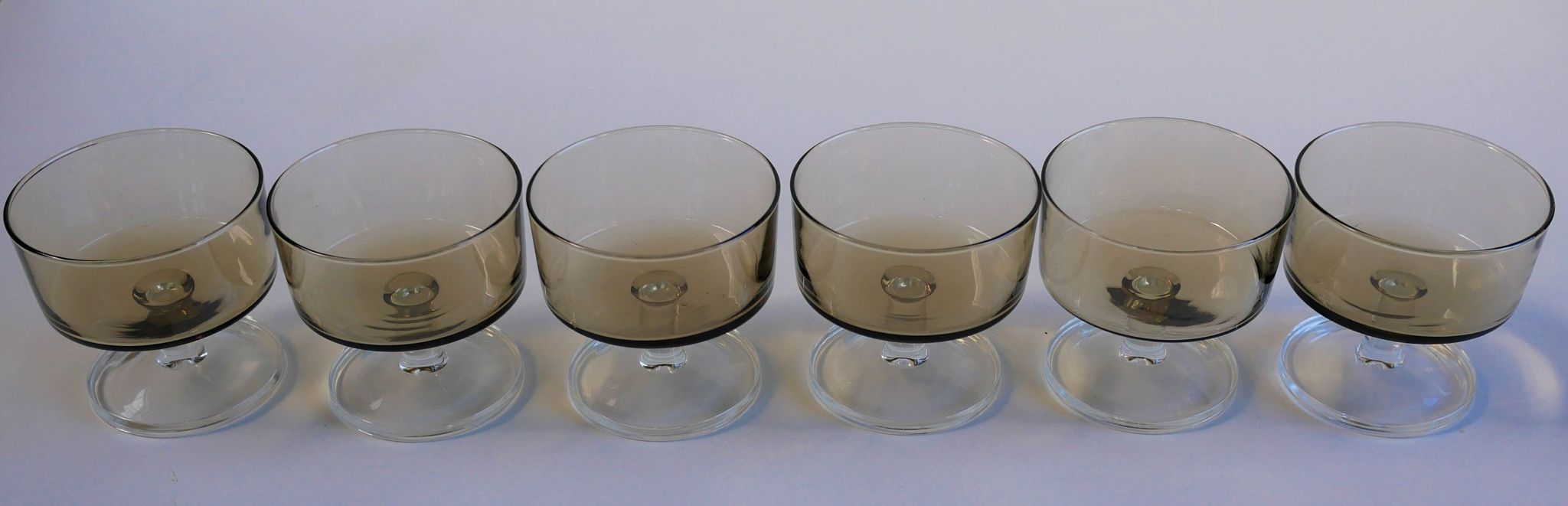 Set of 6 glasses vintage smoked glass model "Sweden" by Luminarc