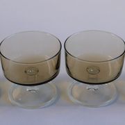 Set of 6 glasses vintage smoked glass model "Sweden" by Luminarc