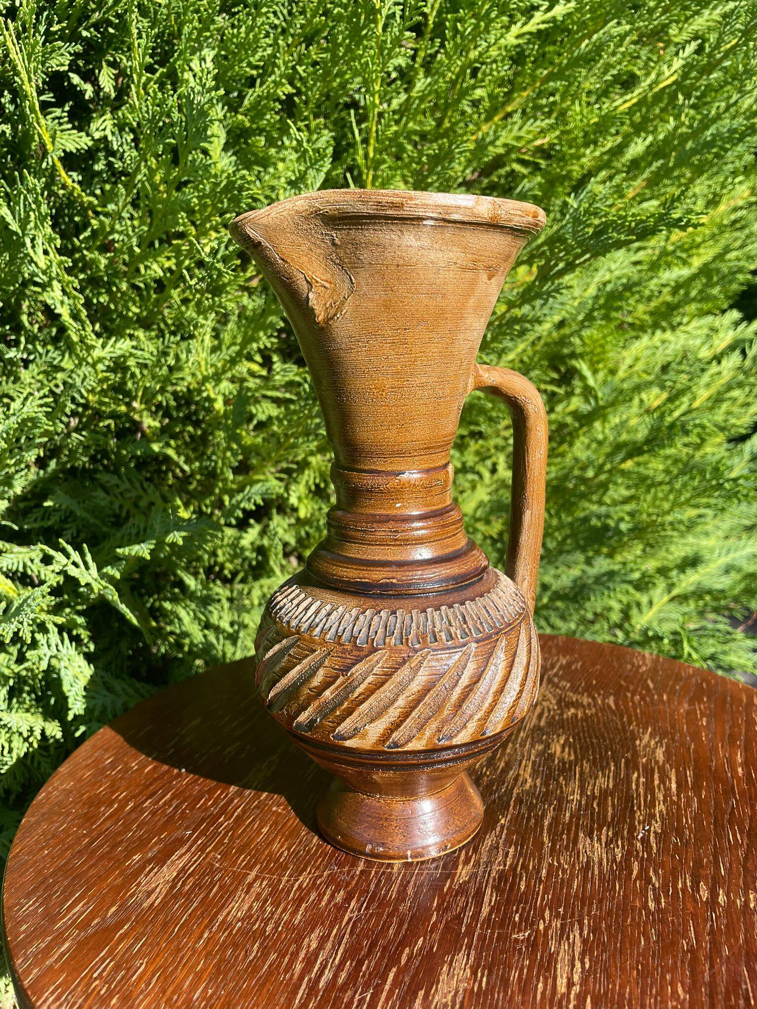 Handcrafted stoneware pitcher
