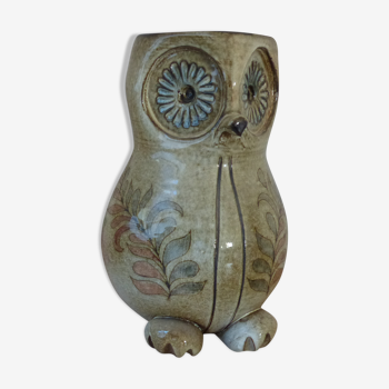 Vase chouette zoomorphe en grès vintage