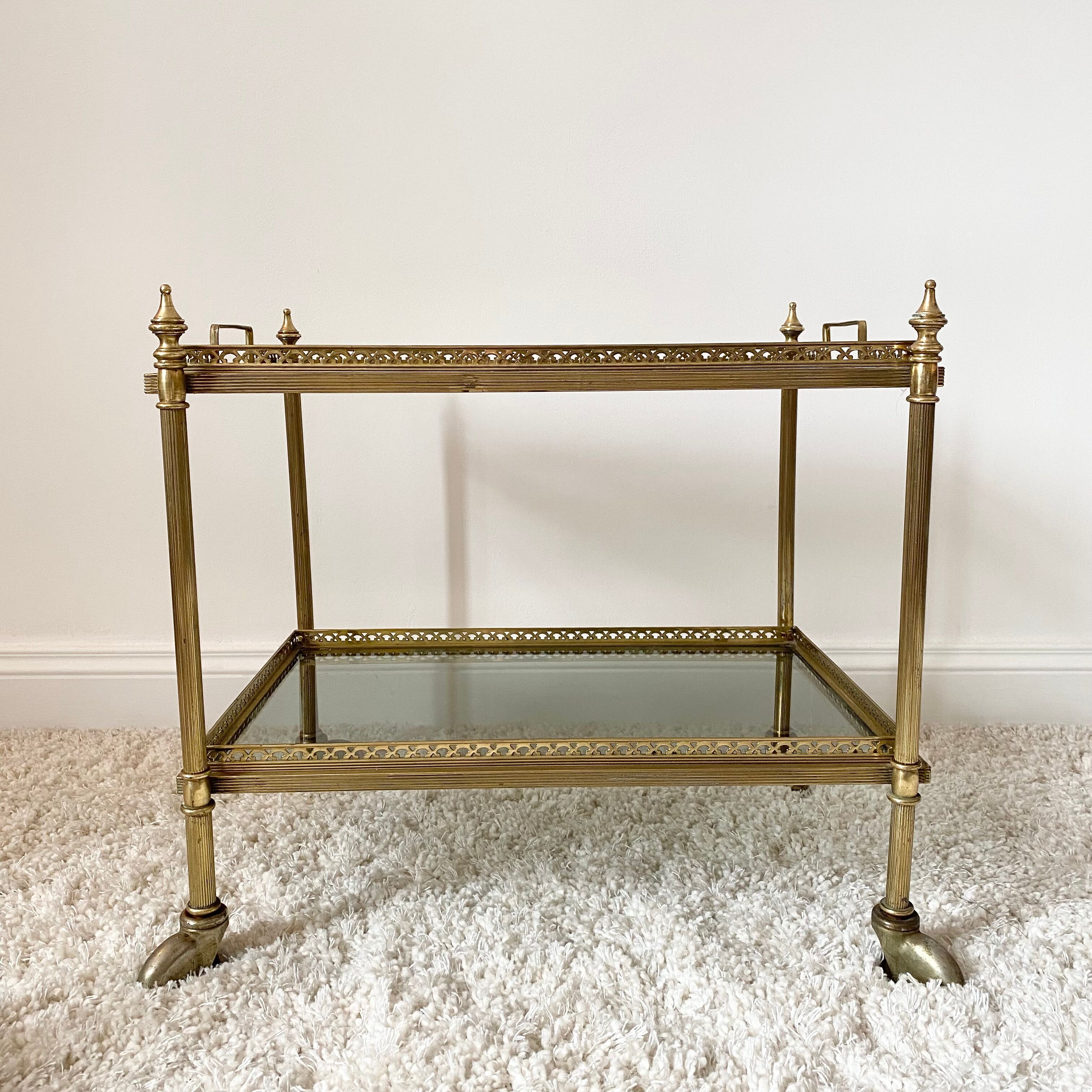 Brass and smoked glass dessert 60s
