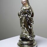 Old small virgin in polychrome 19th century glass eglomisée