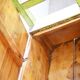 Old painted pine bench in multicolour, 180 cm long, high back, original paint.