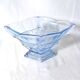 Art deco diamond-shaped vase in light blue color pressed molded glass
