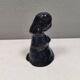 Lady figure in earthenware with shiny blue glaze