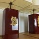 Paire de lampes "pépites" par Philippe Cheverny rouge et or