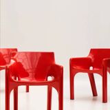 Set of 4 red "Gaudi" armchairs by Vico Magistretti for Artemide