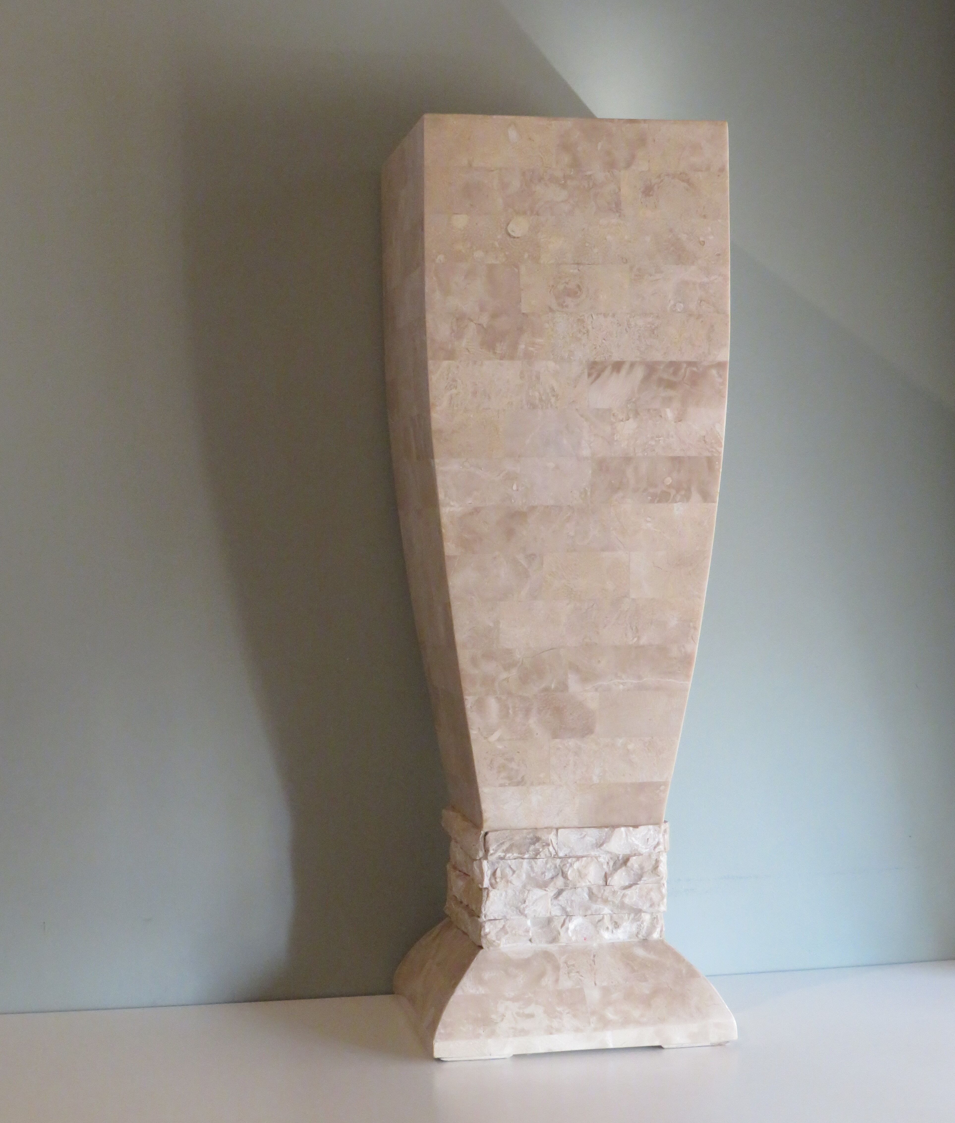 Column, Hollywood Regency style travertine pedestal, 1970s